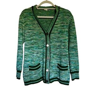 Green Blue Knit Cardigan Sweater Size Small